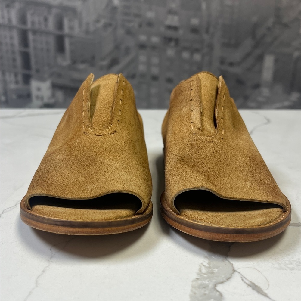 Free People Tan Rogue Oxford Slip-On Leather Sandals Open-Toe Flats Sz 7 - Picture 3 of 10